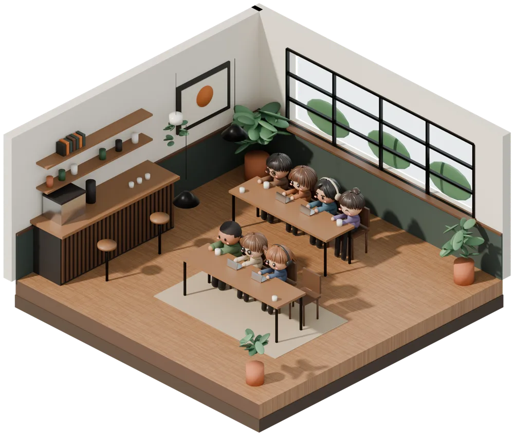 休憩しているときの昼のカフェ